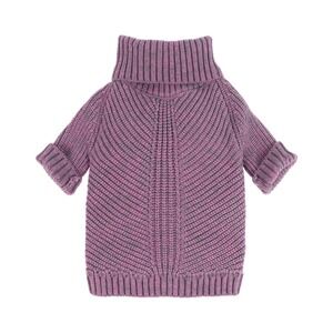 Fitwarm Warm Knitted Dog Sweater Coat Pet Clothes Turtleneck Purple Knit XL